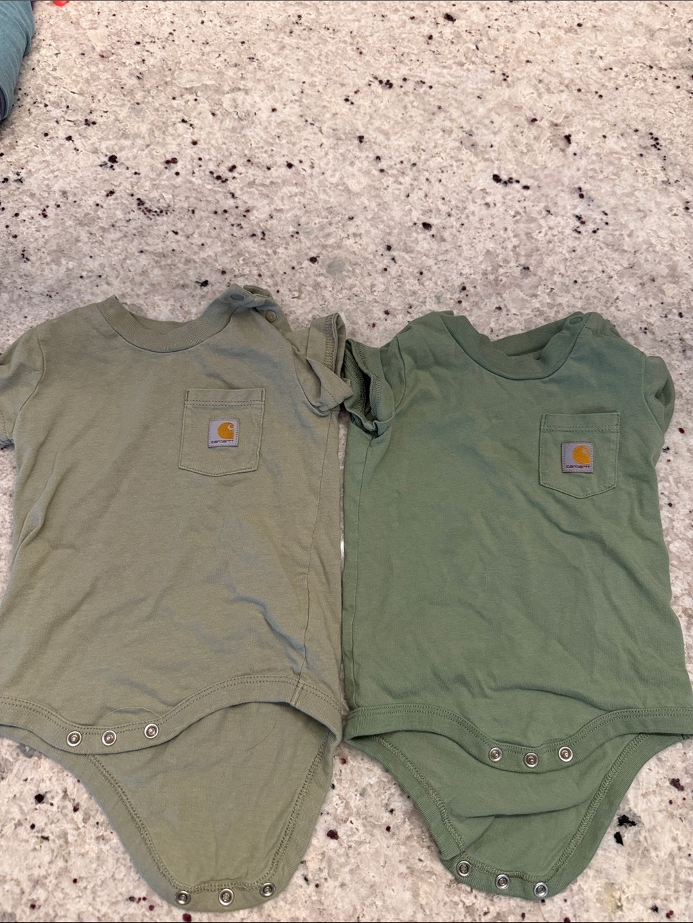 Carhartt Kids Short Sleeve Pocket Bodysuits - Two Olive Green Shades